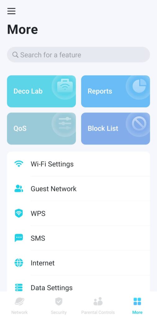 Configuration menu