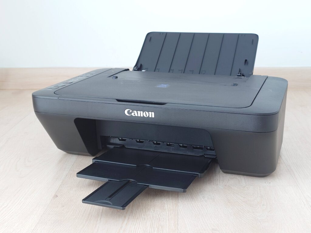 Canon E470 Printer with trays open